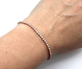 Bracelet, bracelet de tennis en acier inoxydable rosé avec zircone 2