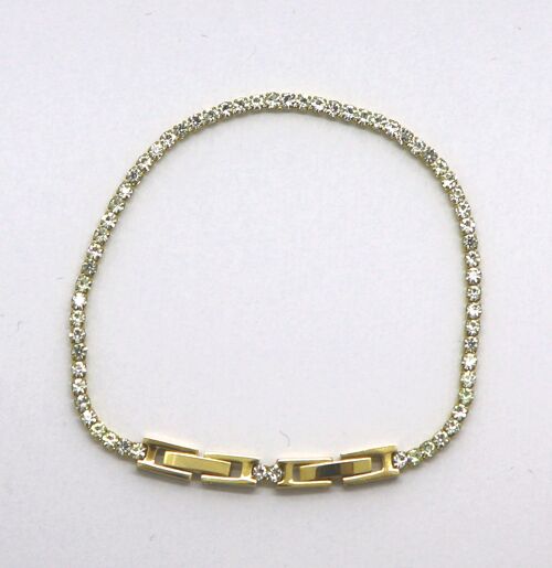 Armband, Tennisarmband Edelstahl gold mit Zirkonia