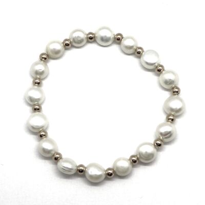 Bracelet de perles alternant avec des boules en acier inoxydable