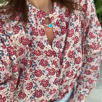 Iconic butterfly blouse Burgundy & pink