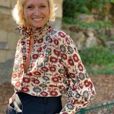 Bubble blouse with daisy print Gray