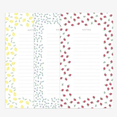 Lot de 3 bloc notes Motif fruits