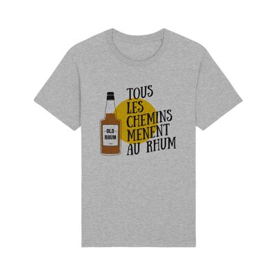 Tshirt gris chiné tous les chemins mènent au rhum