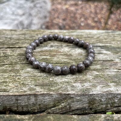 Lithotherapy elastic bracelet in brown snowflake obsidian