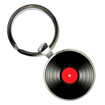 Llavero disco de vinilo - rojo y negro