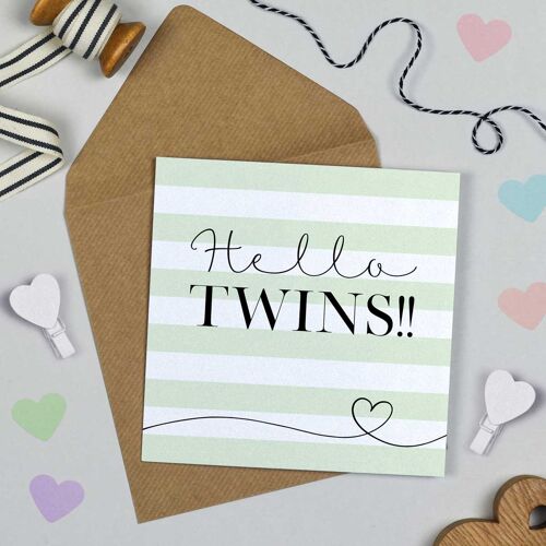 Candy Stripe Hello Twins Green