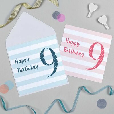 9.º cumpleaños Azul/Rosa - Azul