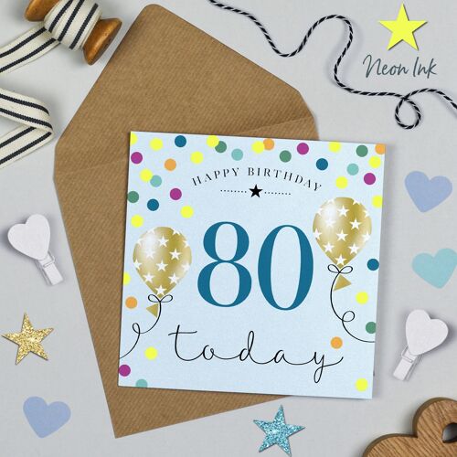 Balloon Brights 80th Birthday Blue