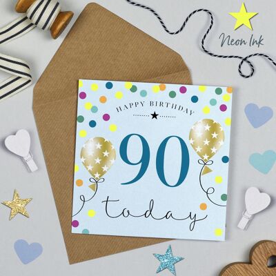 Ballon Brights 90e Anniversaire Bleu