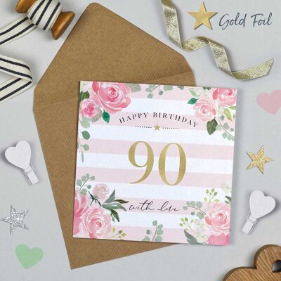 90 cumpleaños Azul/Rosa - Rosa