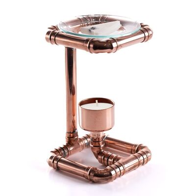 COPPER PIPE FREESTANDING WAX BURNER - Copper