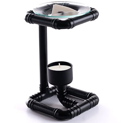 COPPER PIPE FREESTANDING WAX BURNER - Matt Black