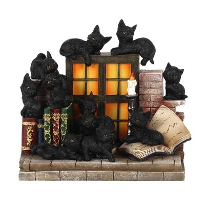 Black Cat Library Ornament Display of 36 pieces