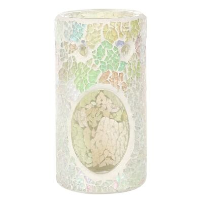 Pillar White Iridescent Crackle Oil Burner