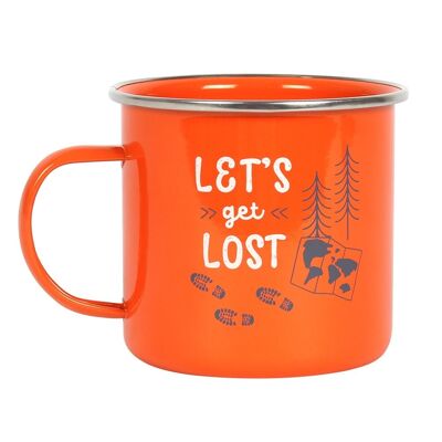 Let's Get Lost Orange Enamel Style Mug