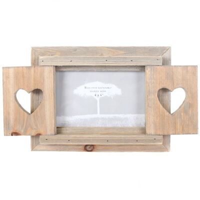 Driftwood Photo Frame With Heart Shutters