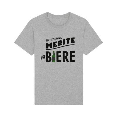 Tshirt gris chiné tout travail mérite sa bière