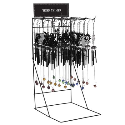Black cutout windchime display of 30 pieces