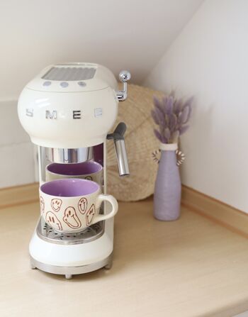 MIM Melted Smiles Lilac Mug - Tasse à café rose pastel faite à la main et tasse en céramique 4