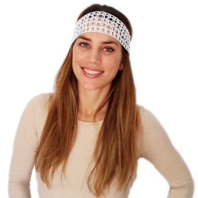 Crochet Elastic Hair Band White