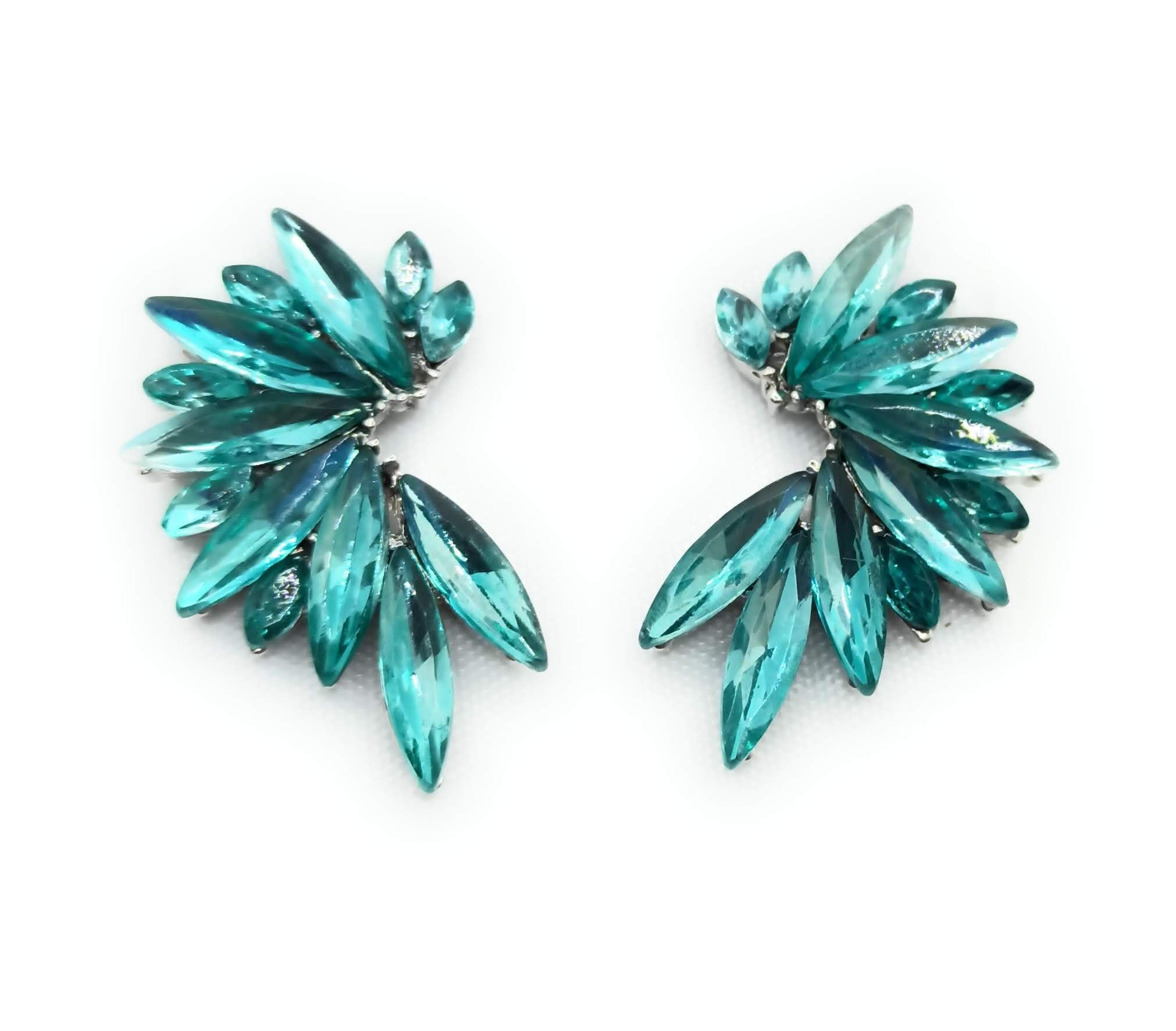 Orecchini Cristalli Brillanti Turchese, Argento