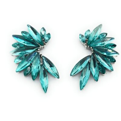 Brilliant Crystals Earrings Turquoise, Silver