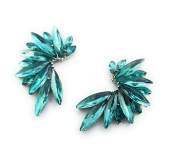 Boucles d'Oreilles Cristaux Brillants Turquoise, Argent 5