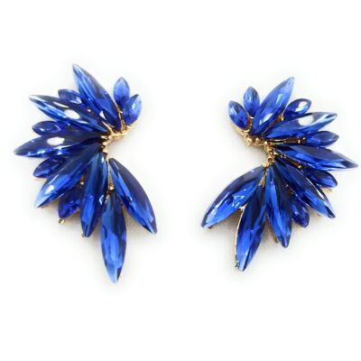 Brilliant Crystals Earrings Blue, Gold