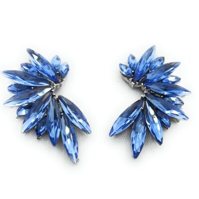 Boucles d'Oreilles Cristaux Brillants Bleu Clair, Argent