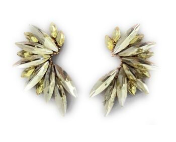 Boucles d'Oreilles Cristaux Brillants Jaune, Doré 1