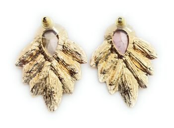 Boucles d'Oreilles Or avec Feuilles de Laurier Or Cristal Bougainvilliers 6