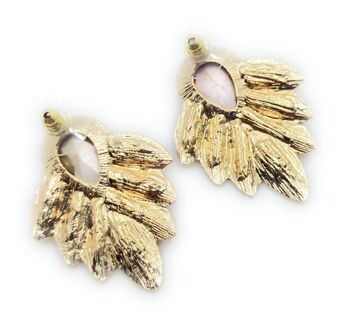 Boucles d'Oreilles Or avec Feuilles de Laurier Or Cristal Bougainvilliers 4