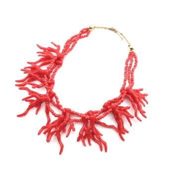 Collier Court Triple Corail Rouge 3