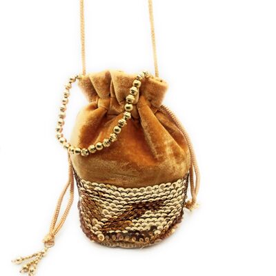 Bolso De Mano Fiesta · Terciopelo Mostaza