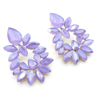 Boucles d'Oreilles Gros Cristaux Lavande Lilas