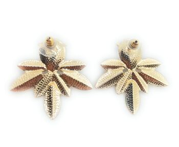 Boucles d'Oreilles Dorées avec Feuilles de Laurier Or Cristal Blanc 5