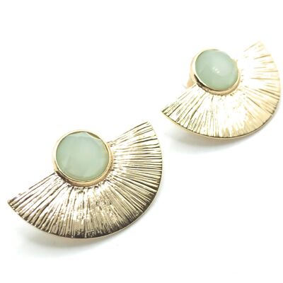 Golden Earrings with Crystal Gold Sun Green Water