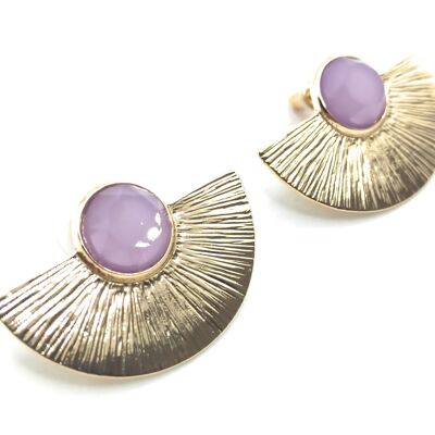 Golden Earrings with Crystal Gold Sun Lavender