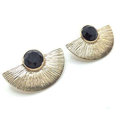 Golden Earrings with Crystal Black Sun Gold