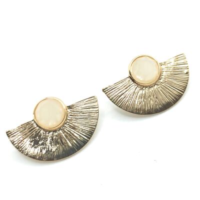 Golden Earrings with Crystal Ivory Sun Gold
