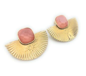 Boucles d'Oreilles Dorées avec Cristal Or Sol Corail 3