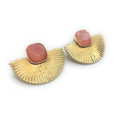 Golden Earrings with Crystal Gold Sol Coral