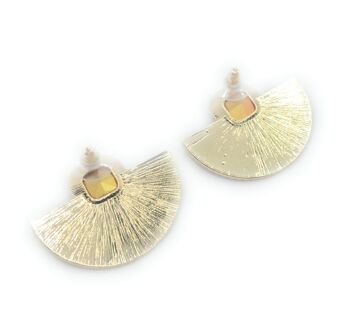 Boucles d'Oreilles Dorées avec Cristal Or Sol Corail 4