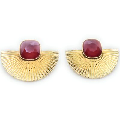 Golden Earrings with Crystal Gold Sol Bordeaux