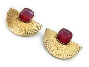 Boucles d'Oreilles Dorées avec Cristal Gold Sol Bordeaux 4