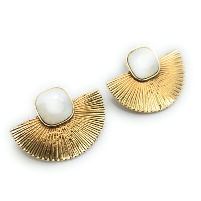 Golden Earrings with Crystal Gold Sol White Square
