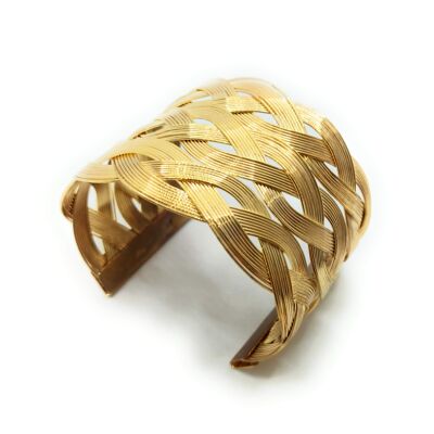 Wide Braided Gold Bangle