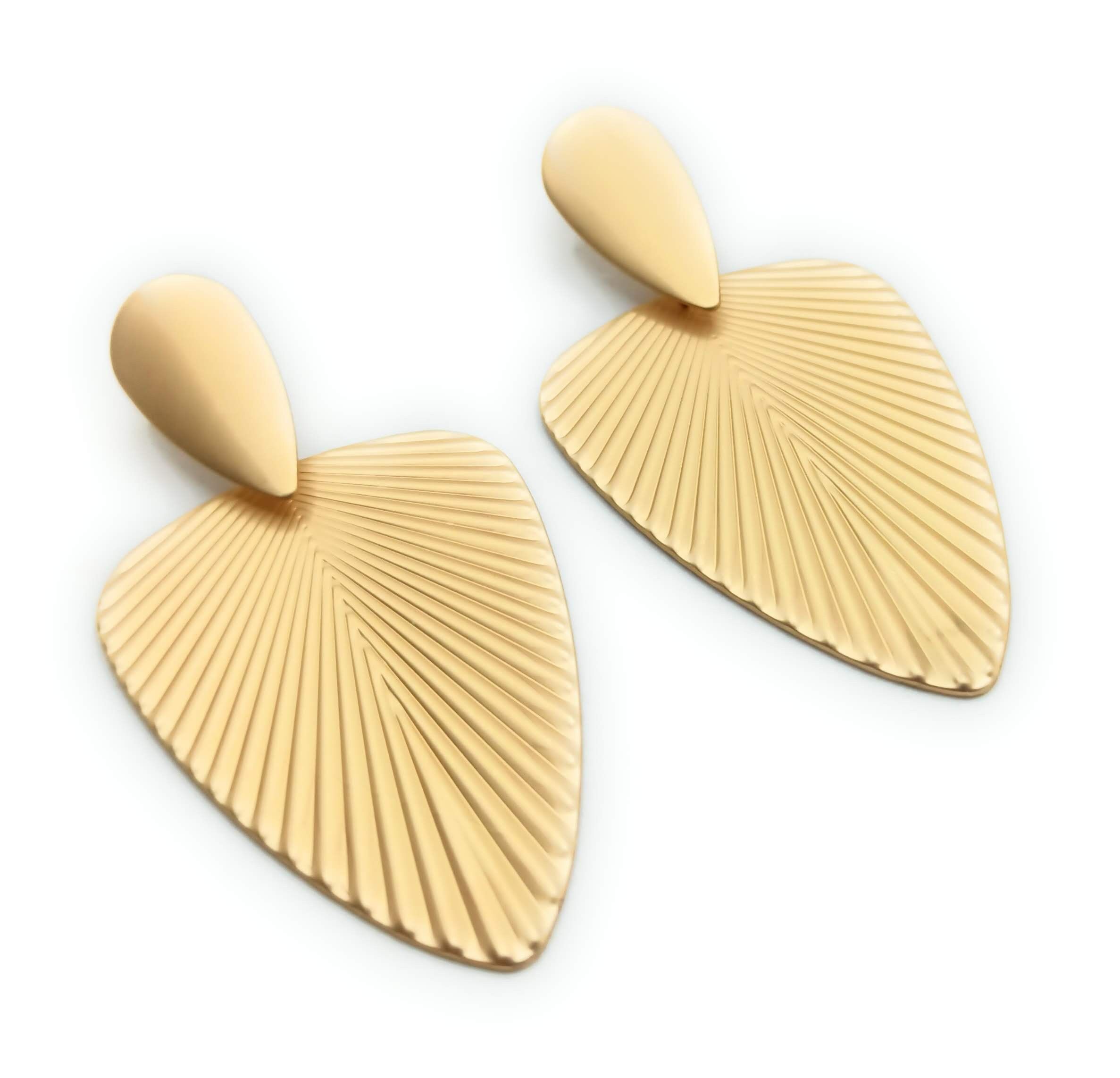 Grandi orecchini dorati · XL foglia di palma oro opaco