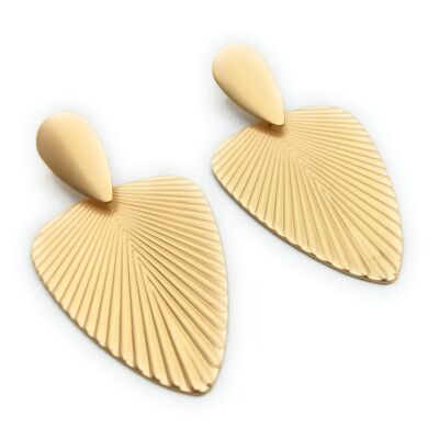 Large Golden Earrings · XL Matte Gold Palm Leaf