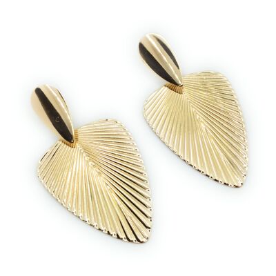 Große goldene Ohrringe XL Palmblatt Glänzend Gold